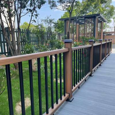 Grey Composite Decking With Oak Balustrade - Assured Composite